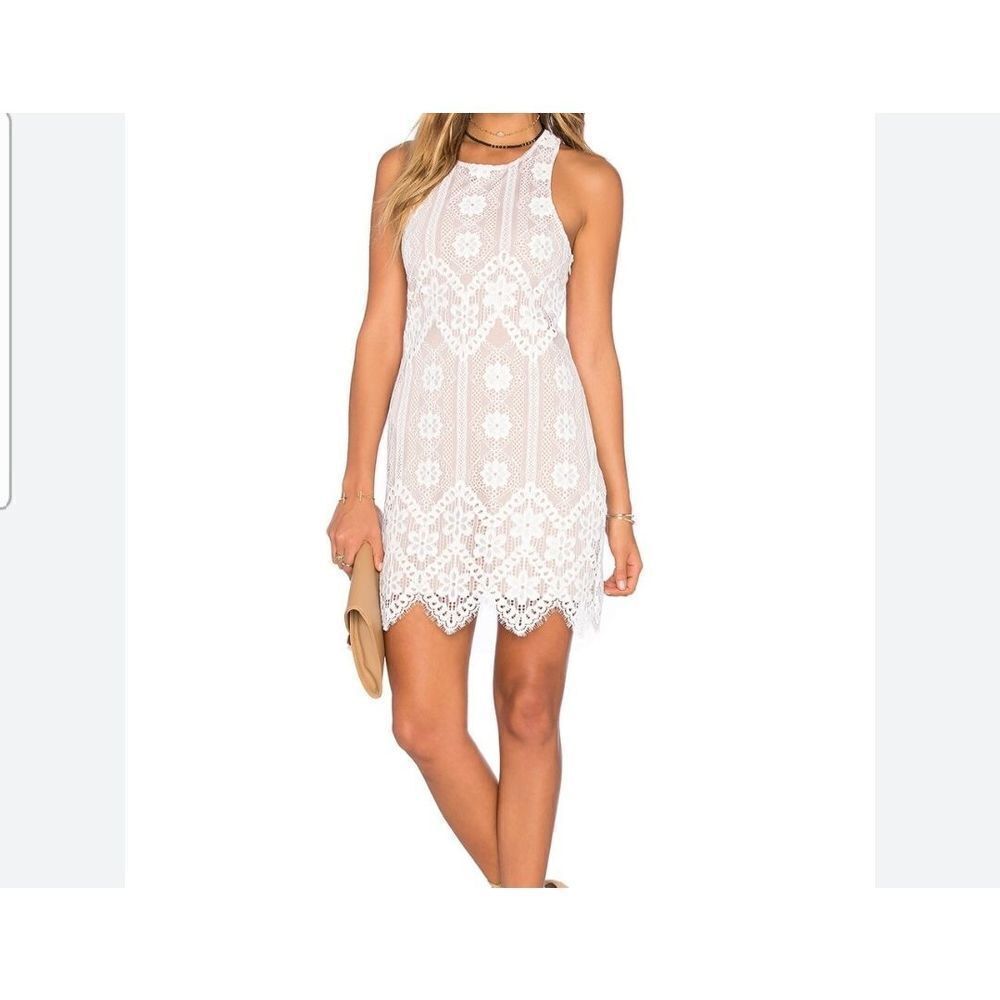 FOR LOVE AND LEMONS WHITE &nude LACE DRESS sz XS